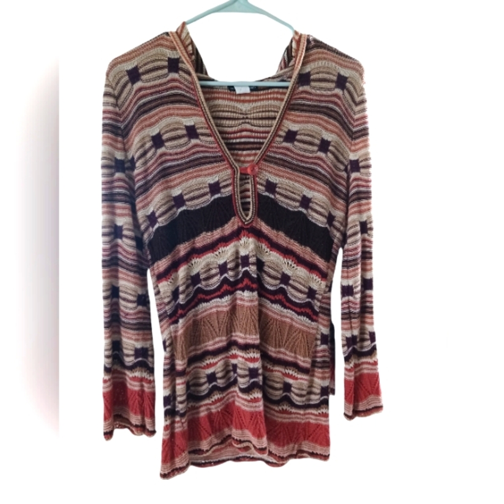 Striped V-Neck Knit Sweater in Multi-Color